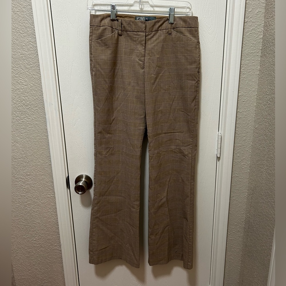 Star City Y2k tan plaid flare pants charlotte size 5